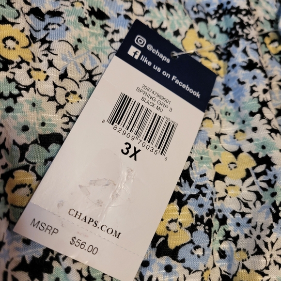NWT Chaps Women's Floral S/S Shirt Size 3X - Picture 4 of 7